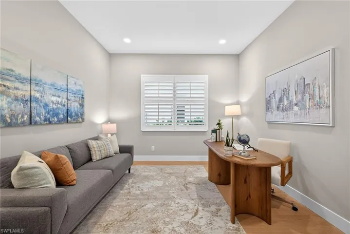 Downstairs office with French doors