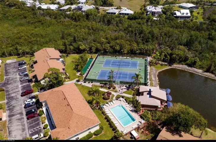 Bird's eye view of a nearby body of water