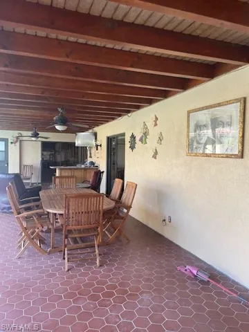 View of patio / terrace featuring ceiling fan