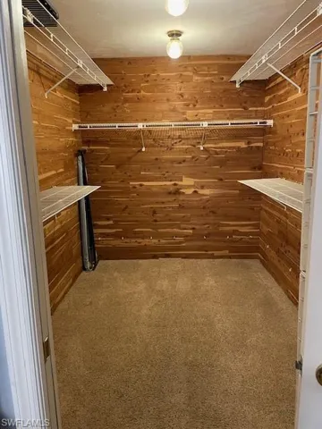 Spacious mastercloset featuring carpet floors