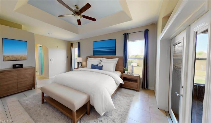 Virtually staged primary bedroom