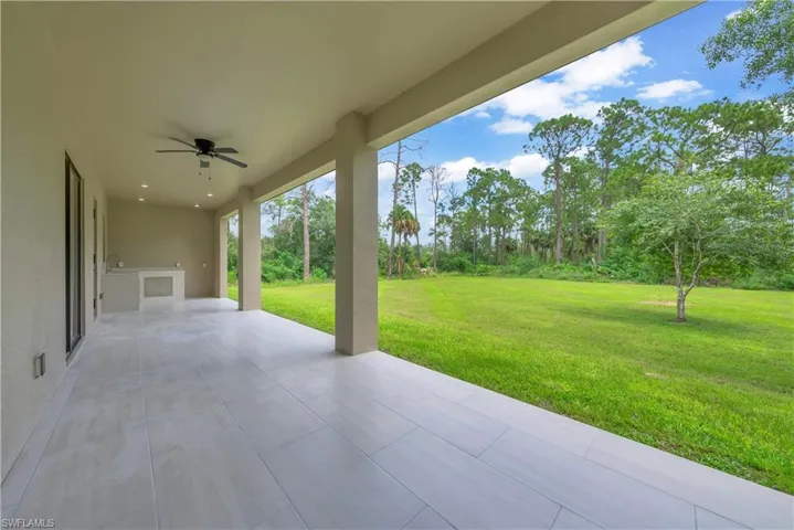 View of patio / terrace featuring a ceiling fan