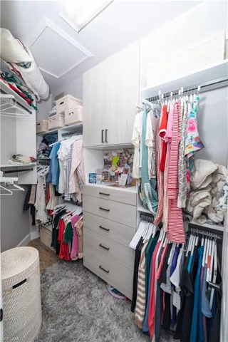Walk in closet with attic access