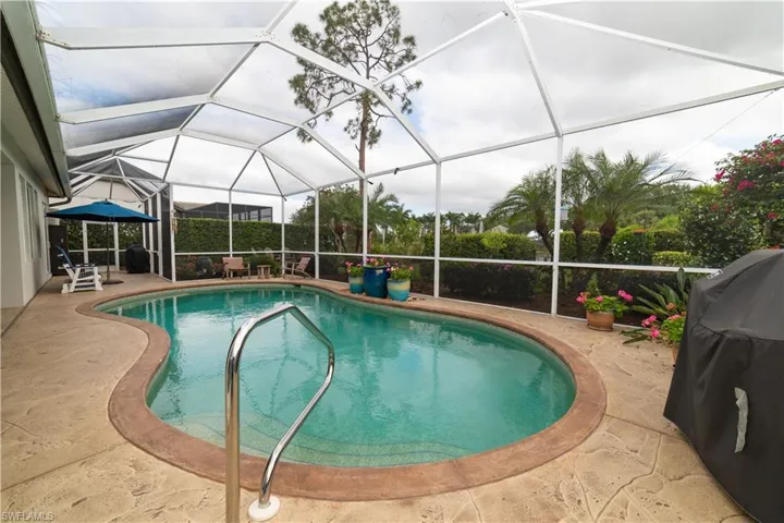 Pool featuring a patio and a grill