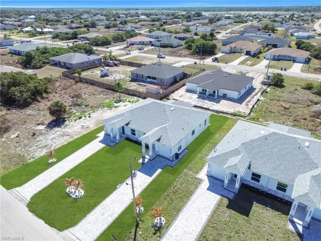 Aerial perspective of suburban area