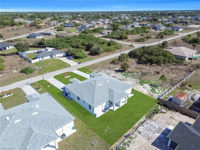 Aerial perspective of suburban area