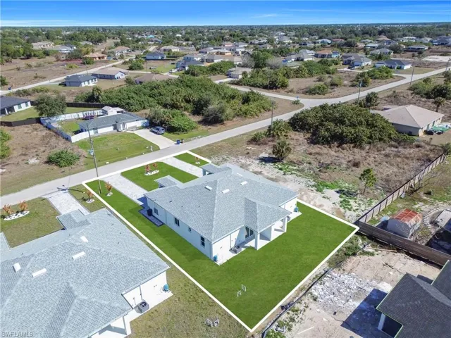 Aerial perspective of suburban area