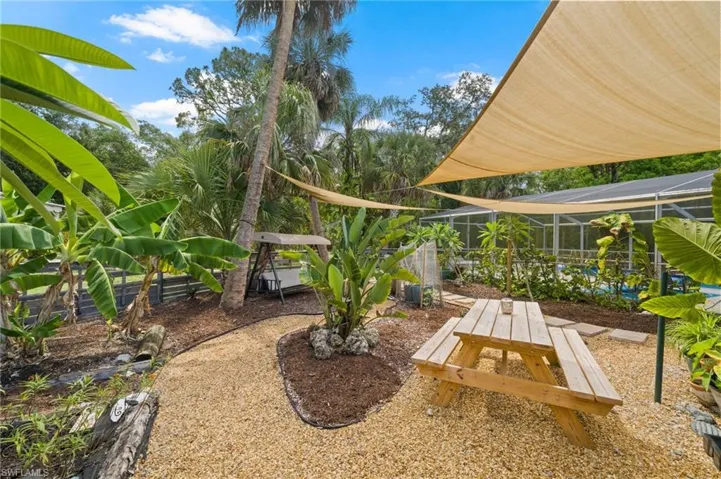 garden area with Coy pond.