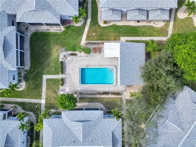 Aerial view of a pool