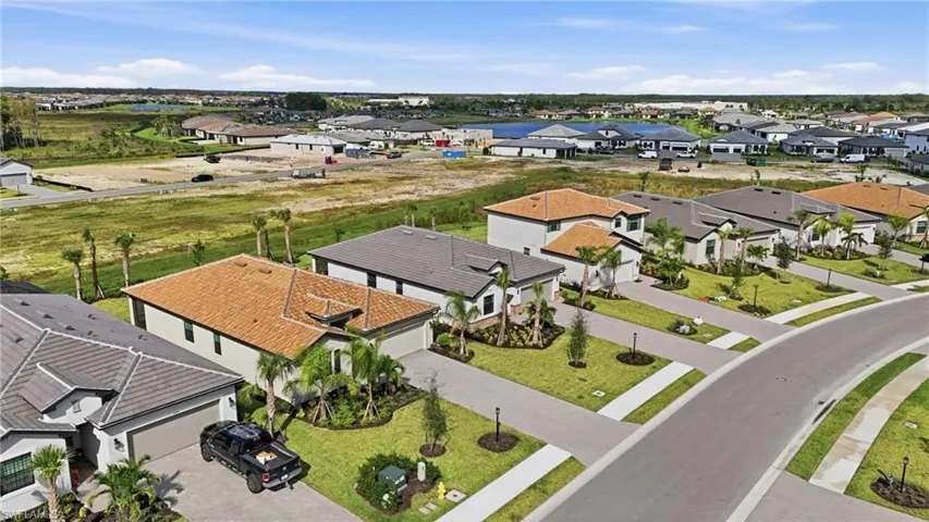 Aerial perspective of suburban area