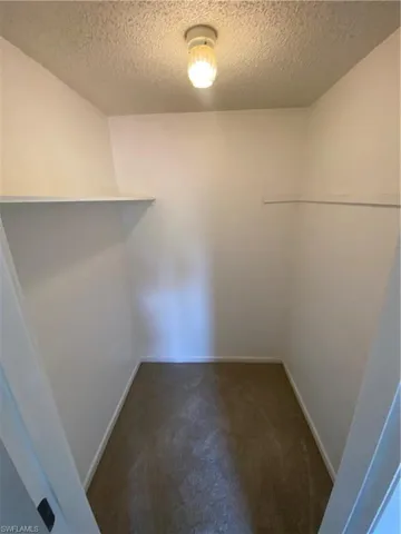 Walk in closet with carpet floors