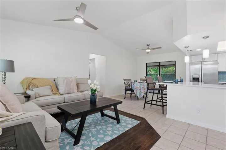 Living Room with Kitchen view