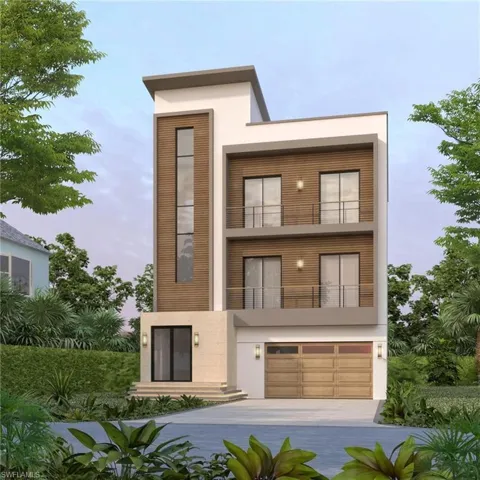 RENDERING:Contemporary home with stucco siding, driveway, and an attached garage