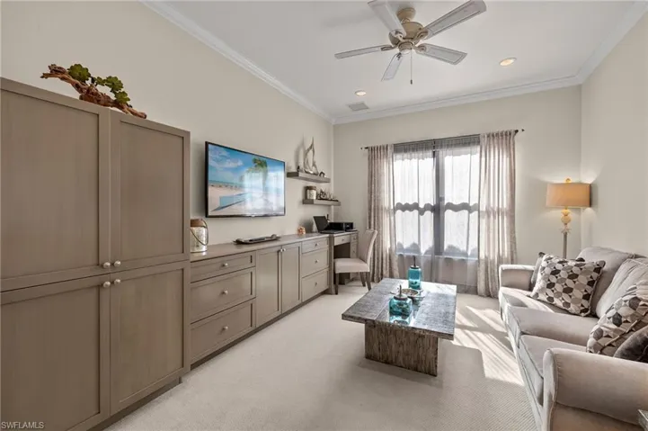 Den/3rd bedroom has pocket doors and features beautiful built-in storage/desk/armoire for your visiting guests clothing. Sleep sofa conveys!