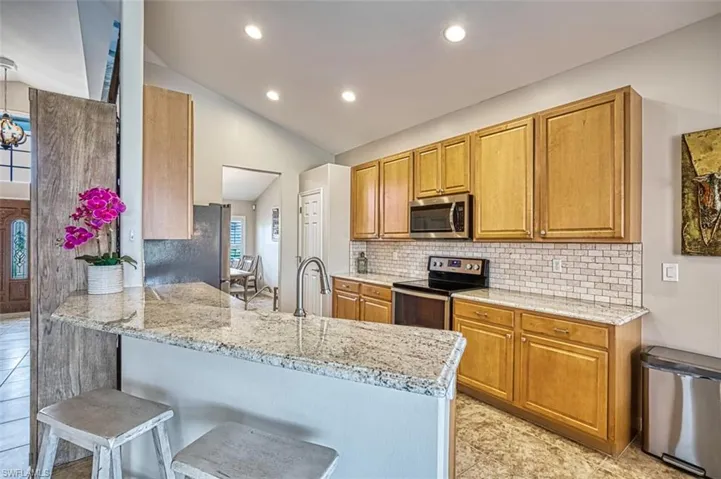 View of tiled dining room