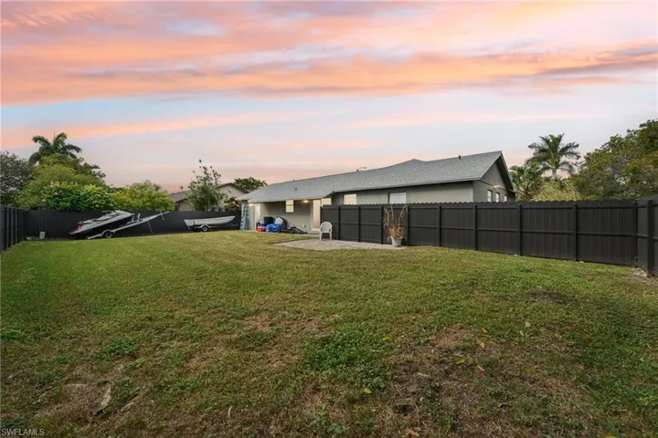 View of yard at dusk