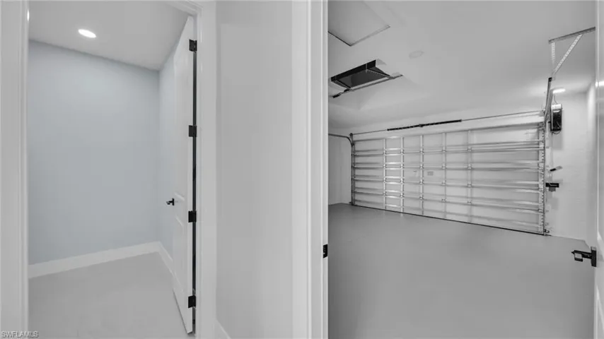 Garage with recessed lighting