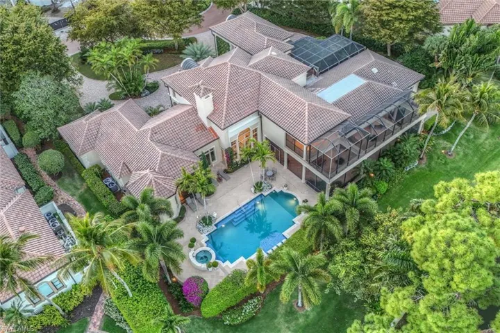 Drone / aerial view of a pool
