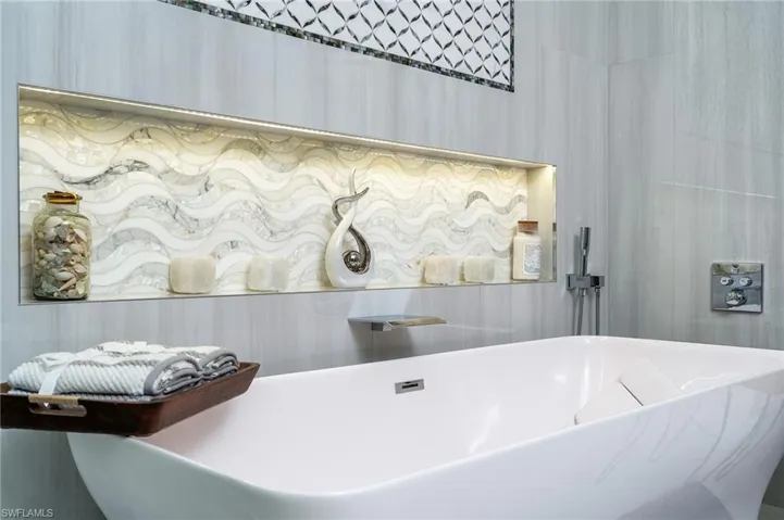 Bathroom view of a freestanding tub
