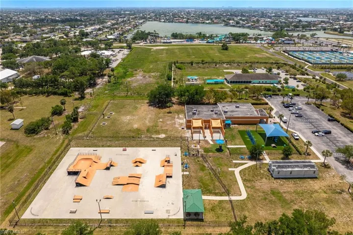 Aerial view of skate park