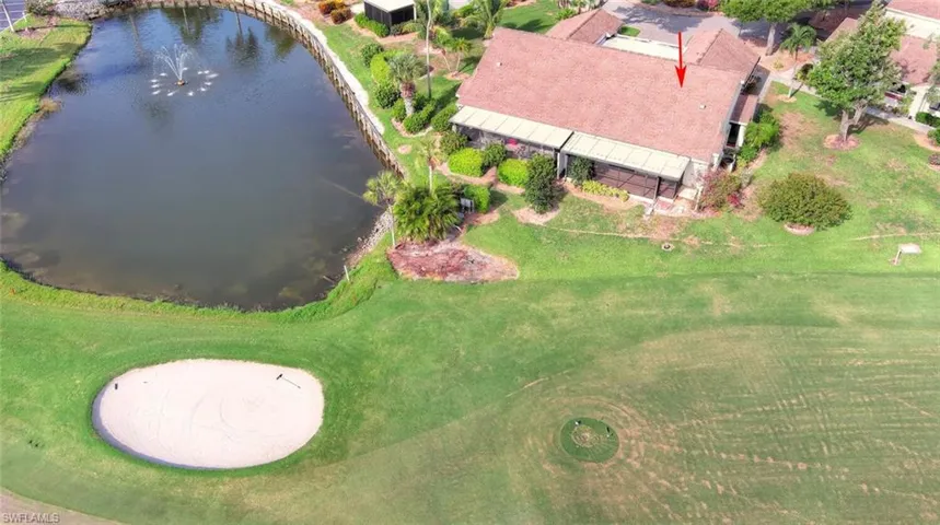 Aerial view of a nearby body of water