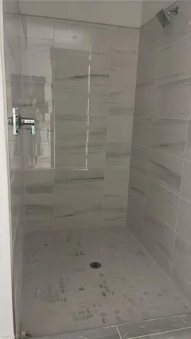 Primary bathroom frameless walk-in shower
