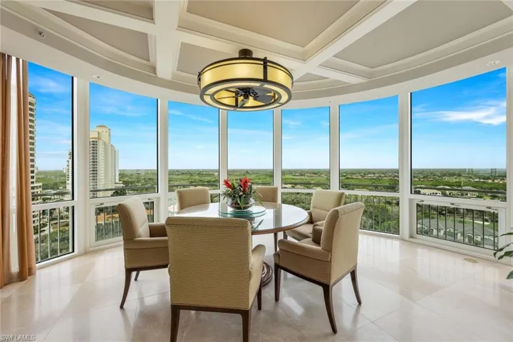 Floor to ceiling windows capture views for miles and miles.