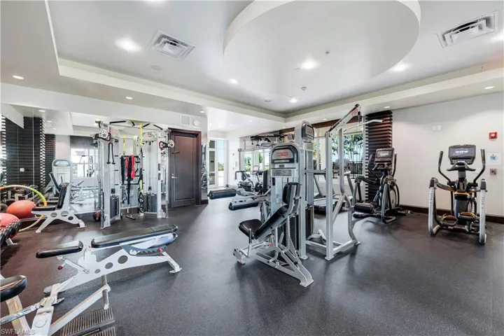 Gym featuring recessed lighting