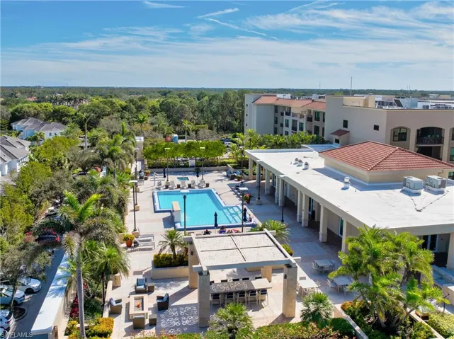 Aerial view of a pool
