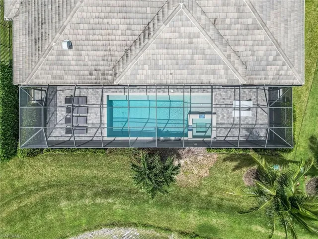 Drone / aerial view of a pool