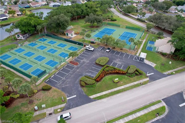 Aerial overview of property's location with a nearby body of water