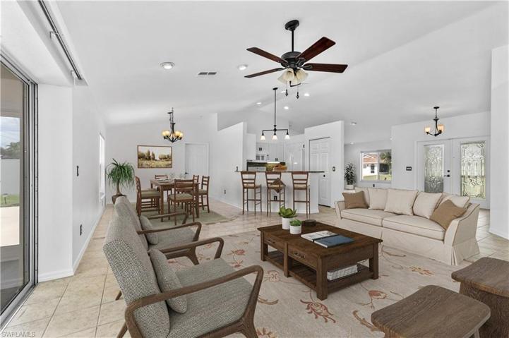 Overview of Livingroom/Dining room virtually staged