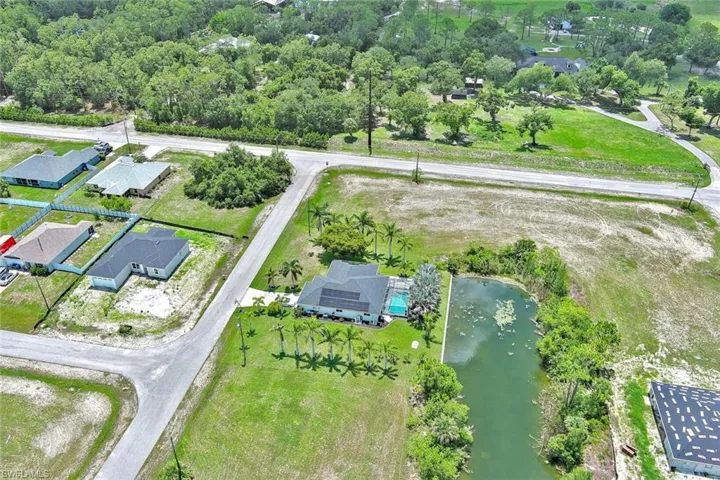 Bird's eye view of a nearby body of water