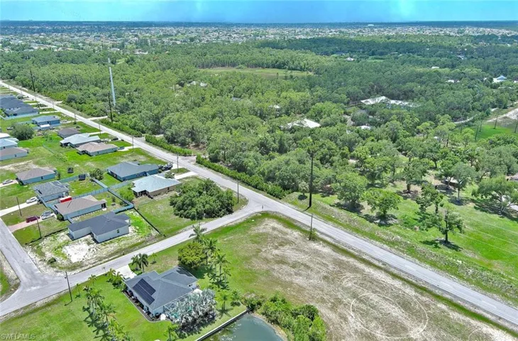 Aerial perspective of suburban area