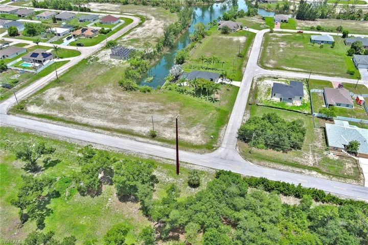 Aerial perspective of suburban area