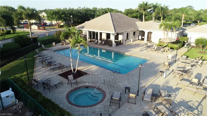 View of geothermally heated community pool and spa