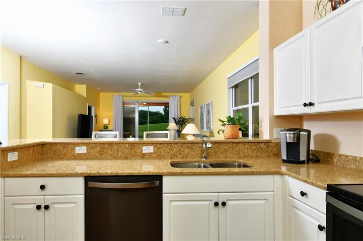View from the kitchen overlooking the living area