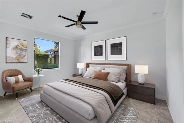 Virtually staged Bedroom
