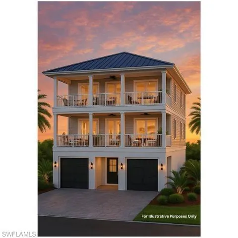 View of front of house featuring driveway, an attached garage, a metal roof, and a balcony