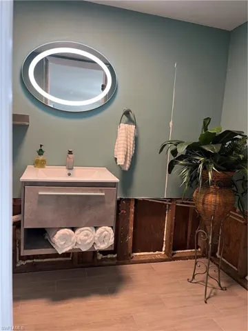 1/2 Bath currently, Shower/Tub can be added, plumbing is there.