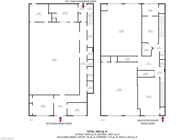 Floor plan with entrances marked