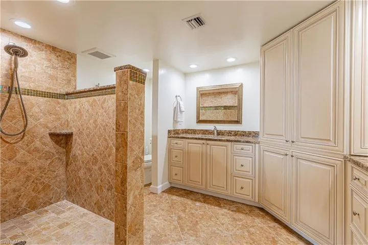 Master bathroom with step in shower