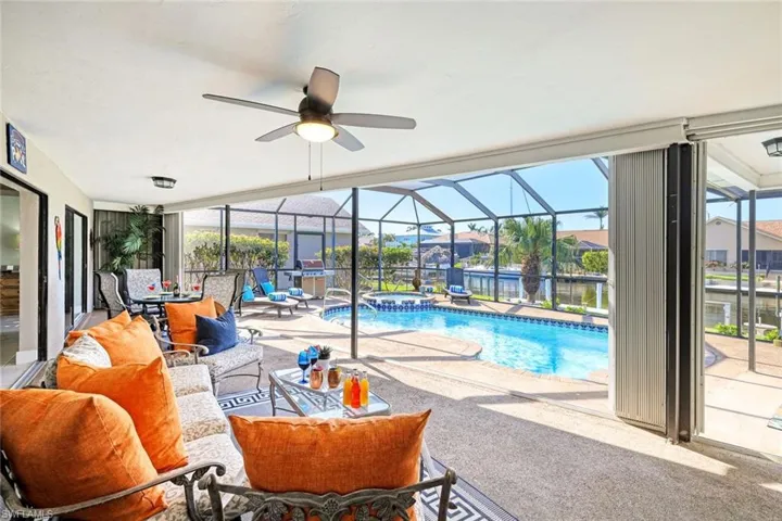 There is lots of shaded lanai space for seating and entertaining on the Pool Deck
