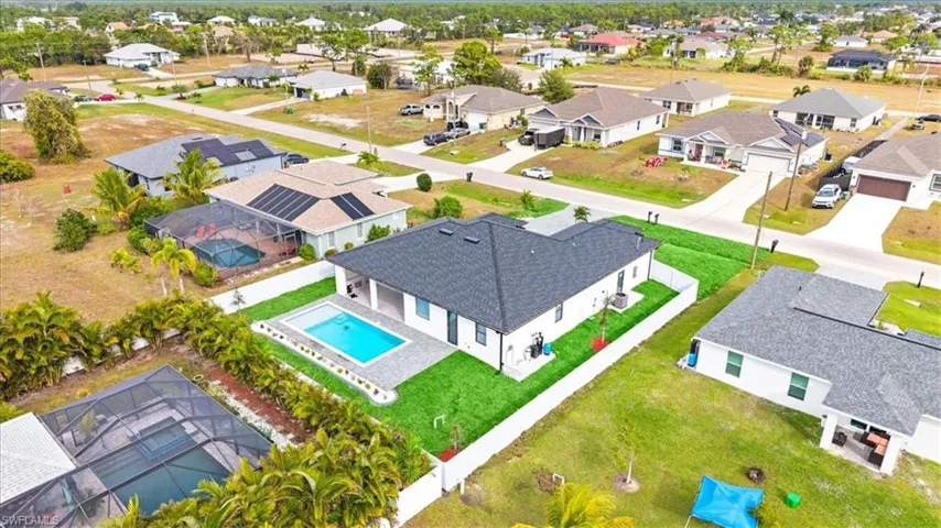 Aerial perspective of suburban area