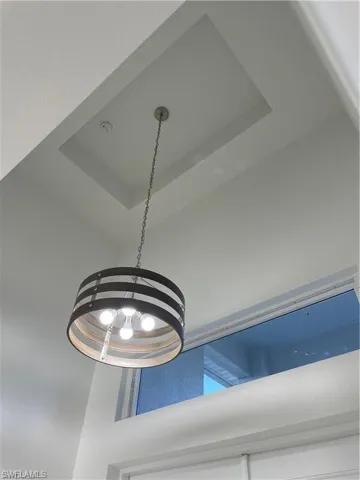 Interior details featuring a notable chandelier