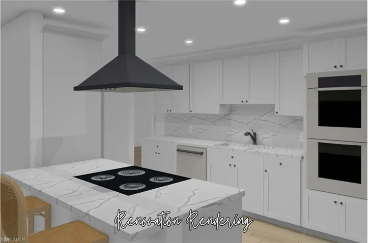 Rendering of the open kitchen plan