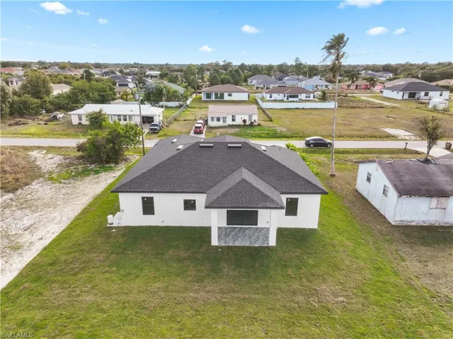 Aerial perspective of suburban area