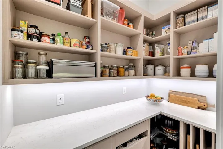 Walk-in pantry with custom built-ins