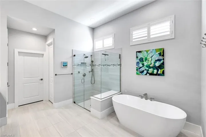 Master bath with step-in shower and separate tub