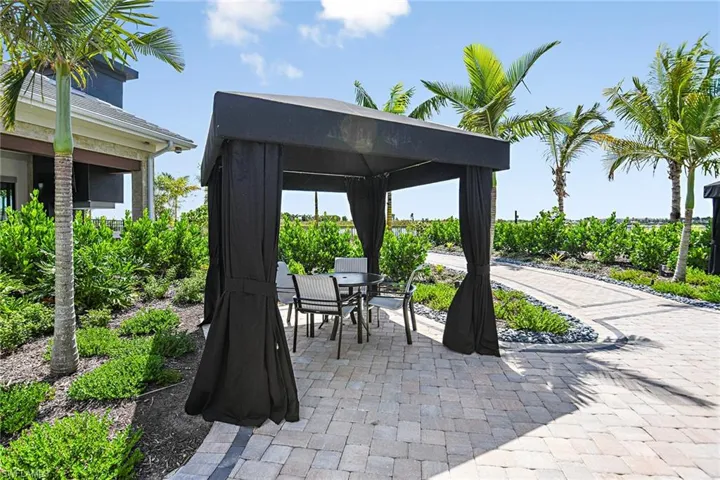 View of patio featuring a gazebo